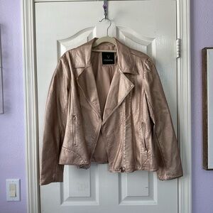 Rose gold V Christina Leather Jacket